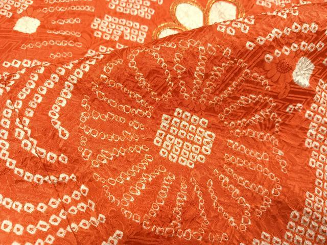 平和屋着物●豪華振袖 駒刺繍 絞り 立波花文 正絹 逸品 AABJ8509ph