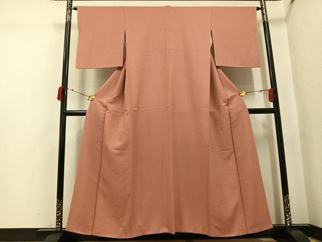 平和屋着物●上質な色無地 ときがら茶色 正絹 逸品 AABJ8511ph