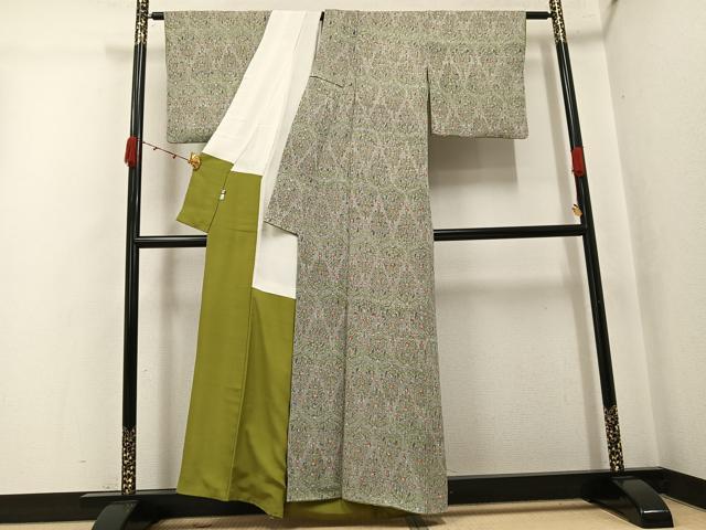 平和屋着物●上質な小紋 草花文 鬼しぼ縮緬 鈴乃屋扱い 正絹 逸品 AABJ8523ph