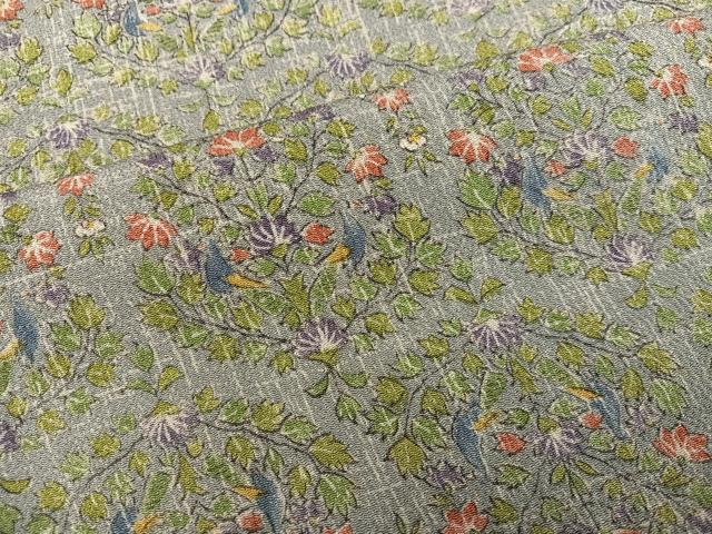 平和屋着物●上質な小紋 草花文 鬼しぼ縮緬 鈴乃屋扱い 正絹 逸品 AABJ8523ph