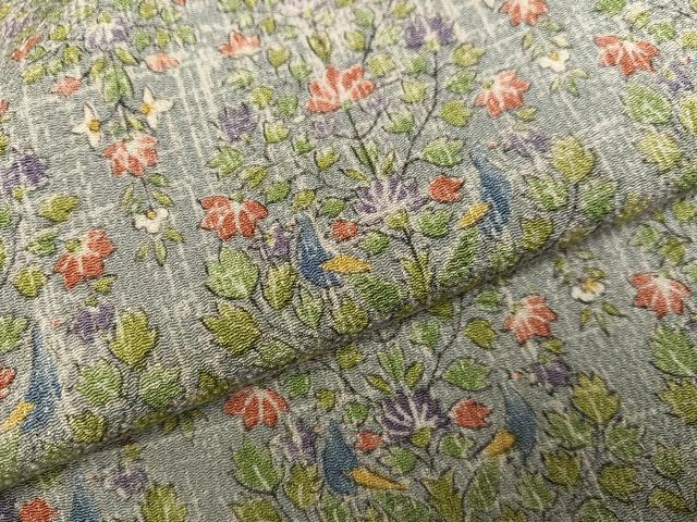 平和屋着物●上質な小紋 草花文 鬼しぼ縮緬 鈴乃屋扱い 正絹 逸品 AABJ8523ph