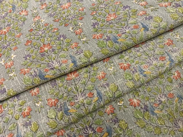 平和屋着物●上質な小紋 草花文 鬼しぼ縮緬 鈴乃屋扱い 正絹 逸品 AABJ8523ph