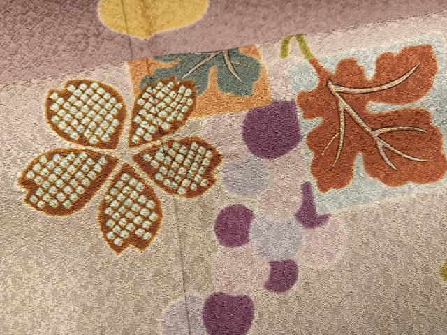 平和屋着物●豪華振袖 成り物 葡萄 柿 桜 暈し染め 金彩 正絹 逸品 AABJ8525ph