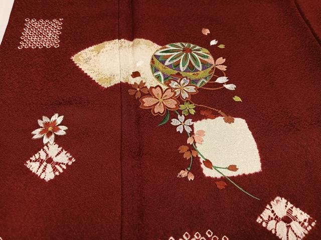 平和屋着物●豪華振袖 絞り 刺繍 地紙花毬文 金彩 正絹 逸品 AABJ8526ph