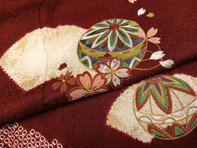平和屋着物●豪華振袖 絞り 刺繍 地紙花毬文 金彩 正絹 逸品 AABJ8526ph
