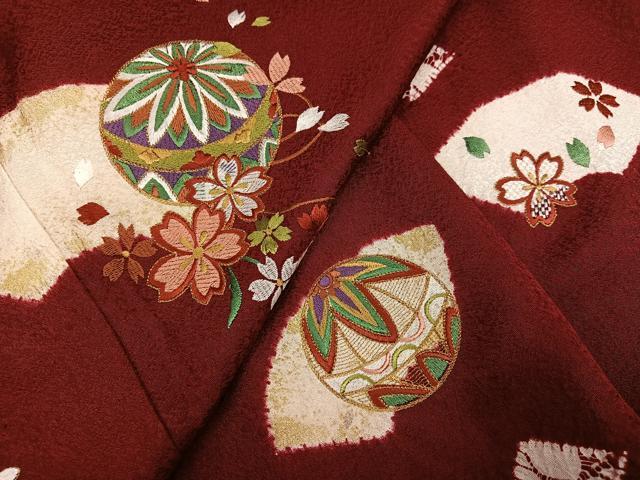 平和屋着物●豪華振袖 絞り 刺繍 地紙花毬文 金彩 正絹 逸品 AABJ8526ph