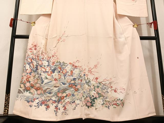 平和屋着物●訪問着 友禅 作家物 花鳥文 正絹 逸品 AABJ8533ph