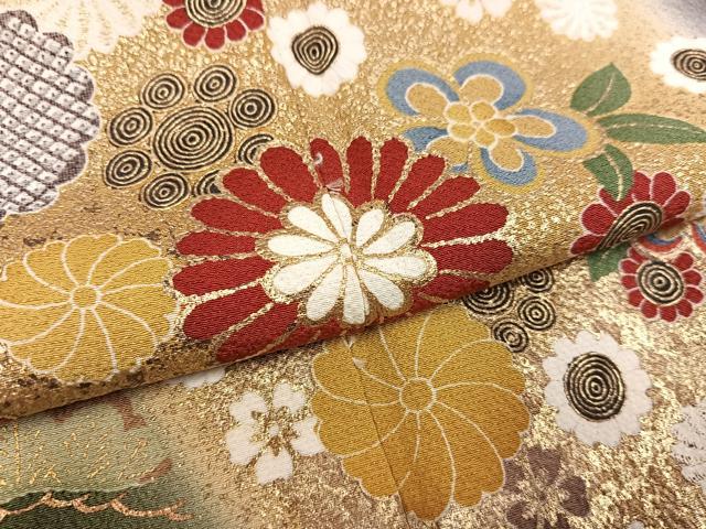 平和屋着物●豪華振袖 花蝶青海波 暈し染め 金彩 正絹 逸品 AABJ8536ph