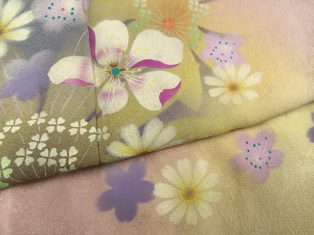 平和屋着物●豪華振袖 花尽くし 暈し染め 正絹 逸品 AABJ8537ph