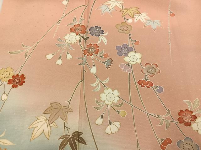 平和屋着物●創業460年・千總 訪問着 草花文 暈し染め 金彩 正絹 逸品 AABJ8545ph