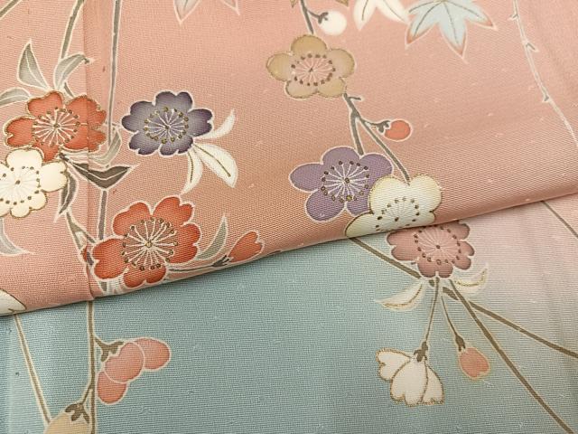 平和屋着物●創業460年・千總 訪問着 草花文 暈し染め 金彩 正絹 逸品 AABJ8545ph