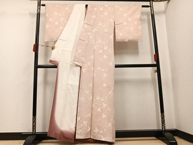 平和屋着物●上質な小紋 地紋起こし 唐草文 暈し染め 正絹 逸品 AABJ8548ph