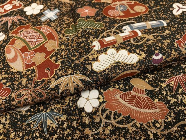 平和屋着物●豪華黒留袖 作家物 駒刺繍 宝尽くし 金彩 正絹 逸品 AABJ8555ph
