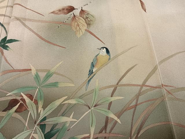 平和屋着物●訪問着 作家物 真也 手描き 花鳥文 暈し染め 正絹 逸品 AABJ8557ph
