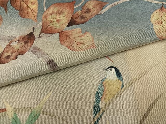 平和屋着物●訪問着 作家物 真也 手描き 花鳥文 暈し染め 正絹 逸品 AABJ8557ph