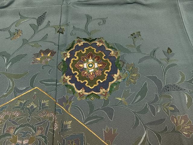 平和屋着物●訪問着 総刺繍 中国三大刺繍 スワトウ刺繍 汕頭刺繍 蘇州刺繍 更紗文 暈し染め 金糸 ロング丈 正絹 逸品 AABJ8560ph