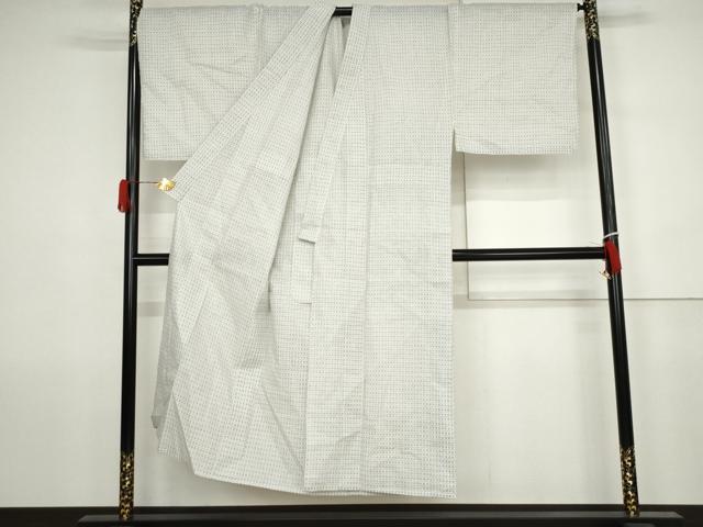 平和屋着物*夏物 男性 上布 小紋 浴衣兼用 格子 綿×麻 AABJ8567cs
