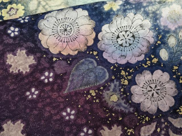 平和屋着物●豪華振袖 辻が花 暈し染め 金彩 金通し地 ロング丈 正絹 逸品 AABJ8599cs