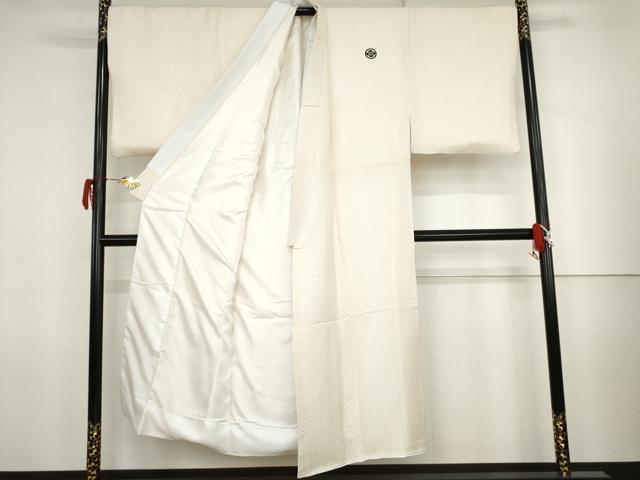 平和屋着物●男性 色紋付・羽織セット 菱文 金糸 キングサイズ 洗える着物 AABJ8601cs
