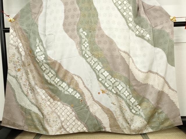 平和屋着物●訪問着 絞り 刺繍 道長吉祥花文 金糸 金彩 正絹 逸品 AABJ8604cs