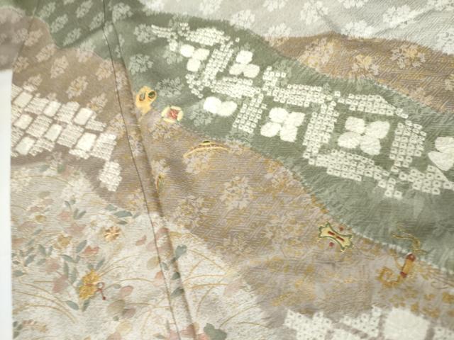 平和屋着物●訪問着 絞り 刺繍 道長吉祥花文 金糸 金彩 正絹 逸品 AABJ8604cs