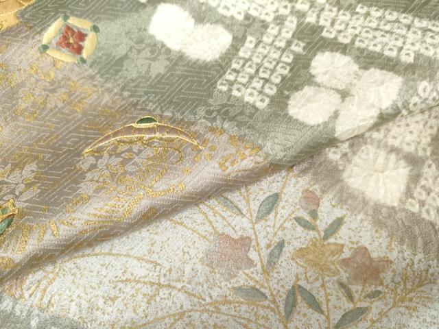 平和屋着物●訪問着 絞り 刺繍 道長吉祥花文 金糸 金彩 正絹 逸品 AABJ8604cs