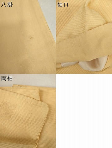 平和屋着物●上質な色無地 鳥獣地紋 卵色 小田急百貨店扱い 正絹 逸品 AABJ8612cs