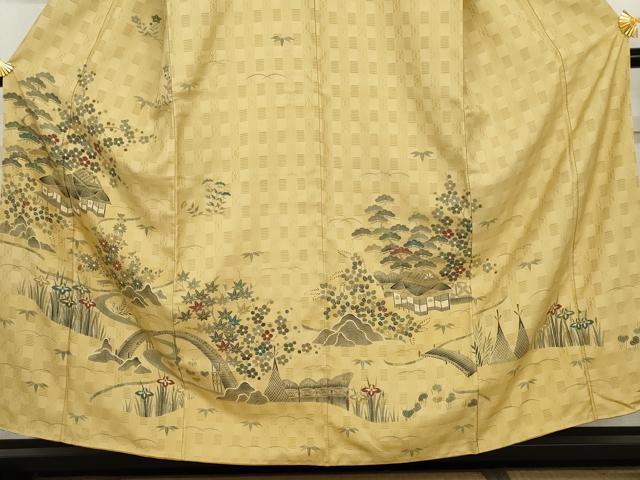 平和屋着物●訪問着 花倉織 渡り橋松竹梅文 正絹 逸品 AABJ8615cs