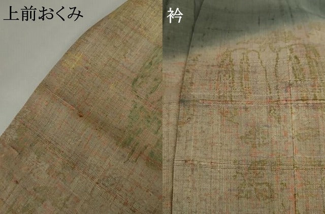平和屋着物●生紬 訪問着 草花文 正絹 逸品 AABJ8617cs