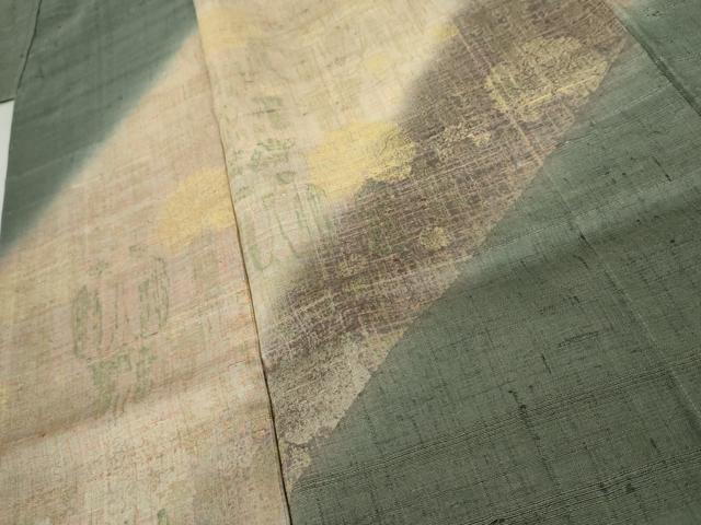 平和屋着物●生紬 訪問着 草花文 正絹 逸品 AABJ8617cs