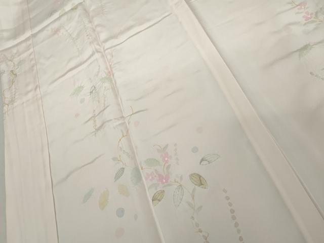 平和屋着物●長襦袢 無双仕立て 手描き 絞り 枝花文 正絹 逸品 未使用 AABJ8621cs