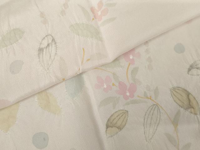 平和屋着物●長襦袢 無双仕立て 手描き 絞り 枝花文 正絹 逸品 未使用 AABJ8621cs