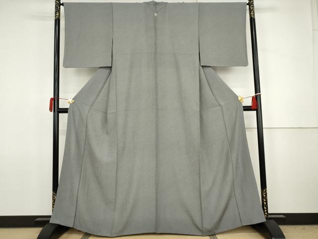 平和屋着物●庭野三樹夫 江戸小紋 万筋 黒色×白練色 正絹 逸品 AABJ8622cs