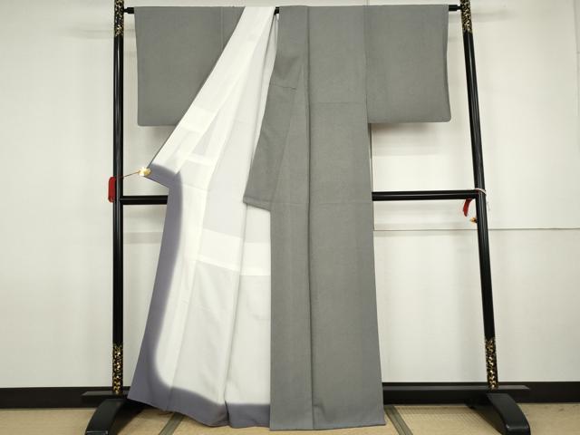 平和屋着物●庭野三樹夫 江戸小紋 万筋 黒色×白練色 正絹 逸品 AABJ8622cs