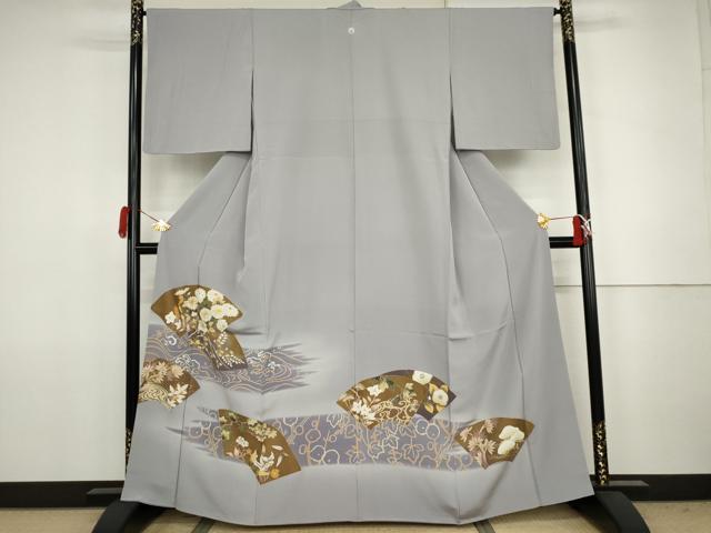平和屋着物●豪華色留袖 駒刺繍 地紙草花文 暈し染め 金彩 ますいわ屋扱い 正絹 逸品 AABJ8626cs