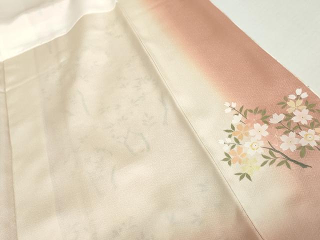 平和屋着物●訪問着 手描き 刺繍 流水枝花文 暈し染め 金彩 正絹 逸品 AABJ8628cs