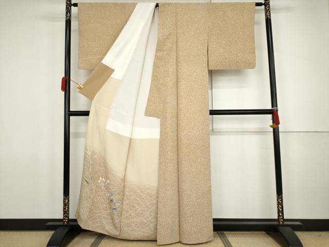 平和屋着物●京友禅 羽田工房 京都府指定無形文化財保持者 羽田登 小紋 霞文 正絹 逸品 AABJ8629cs