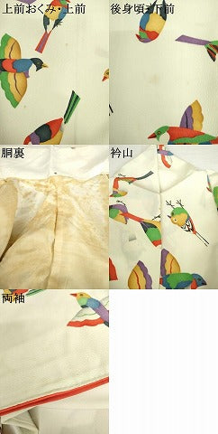 平和屋着物●上質な小紋 鳥 正絹 逸品 AABJ8630cs