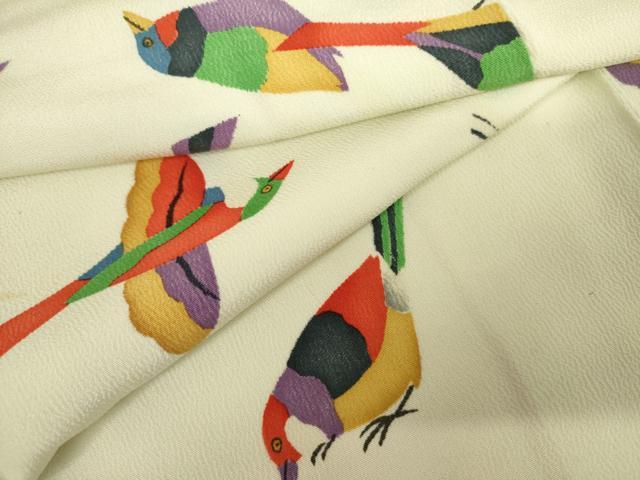 平和屋着物●上質な小紋 鳥 正絹 逸品 AABJ8630cs