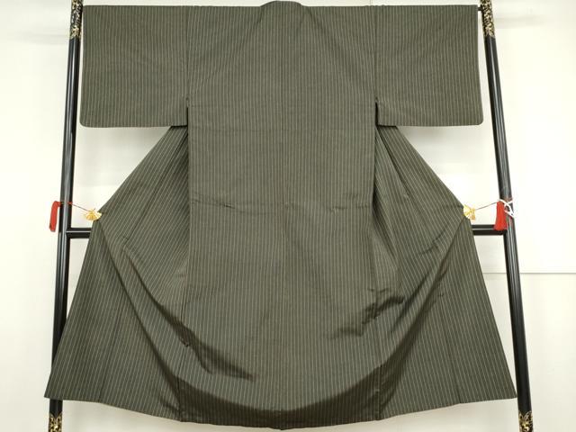平和屋着物●男性 紬 縞 胴抜き仕立て 正絹 逸品 AABJ8632cs
