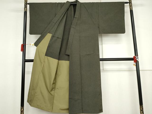 平和屋着物●男性 紬 縞 胴抜き仕立て 正絹 逸品 AABJ8632cs