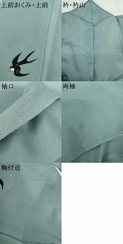 平和屋着物●人形作家・ホリヒロシ 訪問着 刺繍 燕 金糸 金彩 鬼しぼ縮緬 正絹 逸品 AABJ8633cs