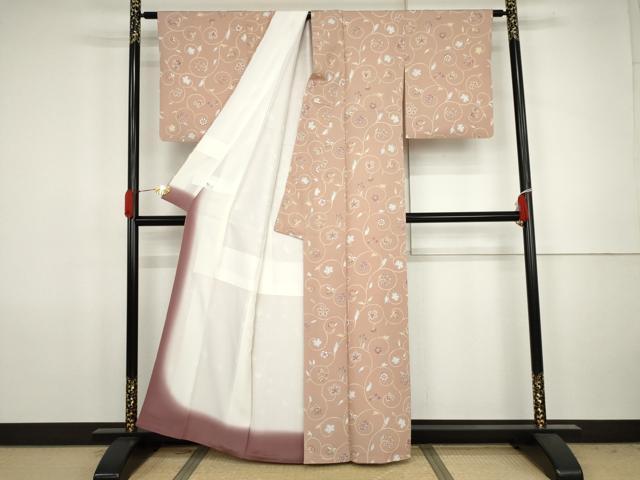 平和屋着物●上質な小紋 花唐草文 正絹 逸品 AABJ8635cs