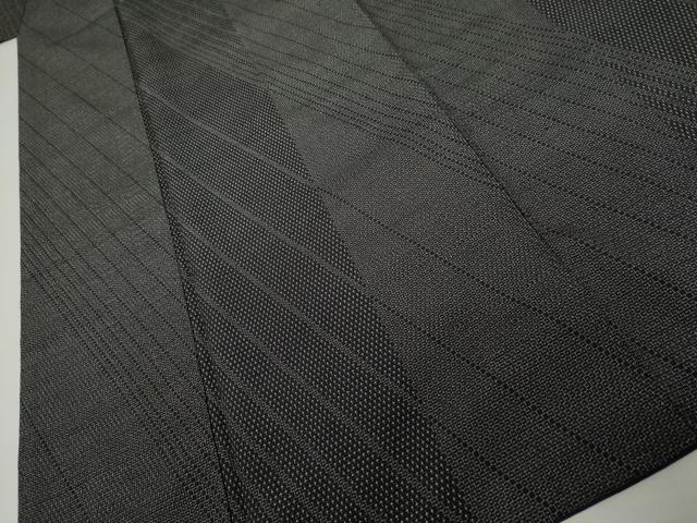 平和屋着物●本塩沢 110亀甲 斜縞 黒地 正絹 逸品 AABJ8637cs
