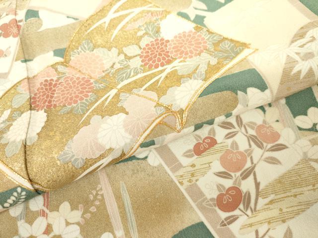 平和屋着物●訪問着 駒刺繍 冊子花文 金彩 正絹 逸品 AABJ8643cs