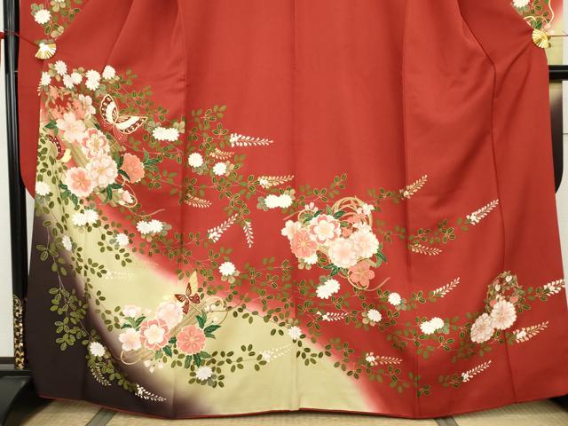 平和屋着物●豪華振袖 駒刺繍 花筏舞蝶文 暈し染め 金彩 正絹 逸品 AABJ8646cs