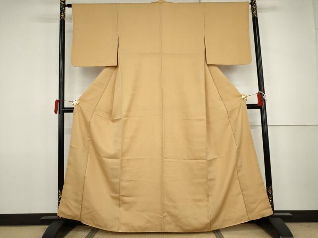 平和屋着物●上質な色無地 霞地紋 玉蜀黍色 正絹 逸品 AABJ8653cs