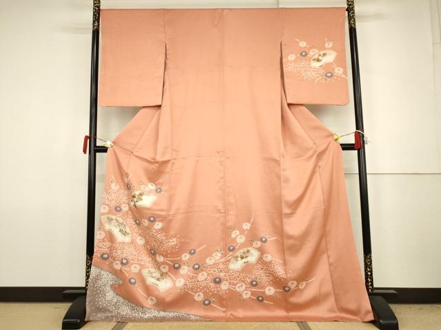 平和屋着物●訪問着 絞り 地紙枝花文 金彩 ゑり善扱い ロング丈 正絹 逸品 AABJ8658cs