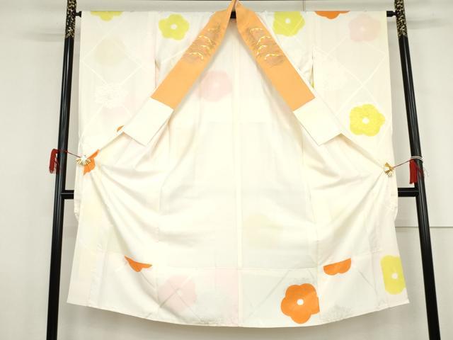平和屋着物●振袖用長襦袢 袷 舞花文 暈し染め 半衿刺繍 正絹 逸品 AABJ8661cs