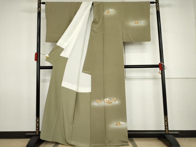 平和屋着物●伝統工芸士 吉岡肇 訪問着 鴛鴦 暈し染め 金彩 正絹 逸品 AABJ8662cs